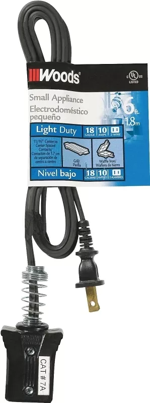 0291-18-2-6-foot-black-appliance-cord-kitchen-appliances 0291 18/2 6 Foot Black Appliance Cord For Kitchen Appliances