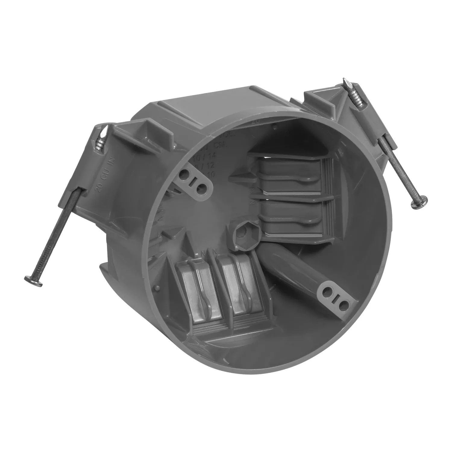 1-gang-new-work-round-ceiling-electrical-box-gray-pvc-20-cu-in 1 Gang New Work Round Ceiling Electrical Box, Gray PVC, 20 Cu. In.
