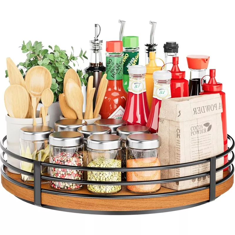 13-lazy-susan-turntable-organizer-wood-round-lazy-susan-cabinet-kitchen-countert 13" Lazy Susan Turntable Organizer - Wood Round Lazy Susan for Cabinet Kitchen Countertop Pantry Cupboard Dining Table Bathroom Coffee Bar Spice Storage Home Decor