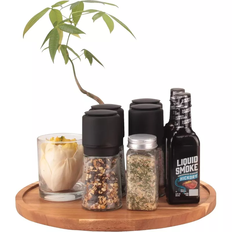 14-inch-wooden-lazy-susan-turntable-acacia-wood-spinning-organizer-dining-table- 14 inch Wooden Lazy Susan Turntable, Acacia Wood Spinning Organizer for Dining Table, Cabinet, Fridge, countertop, Pantry