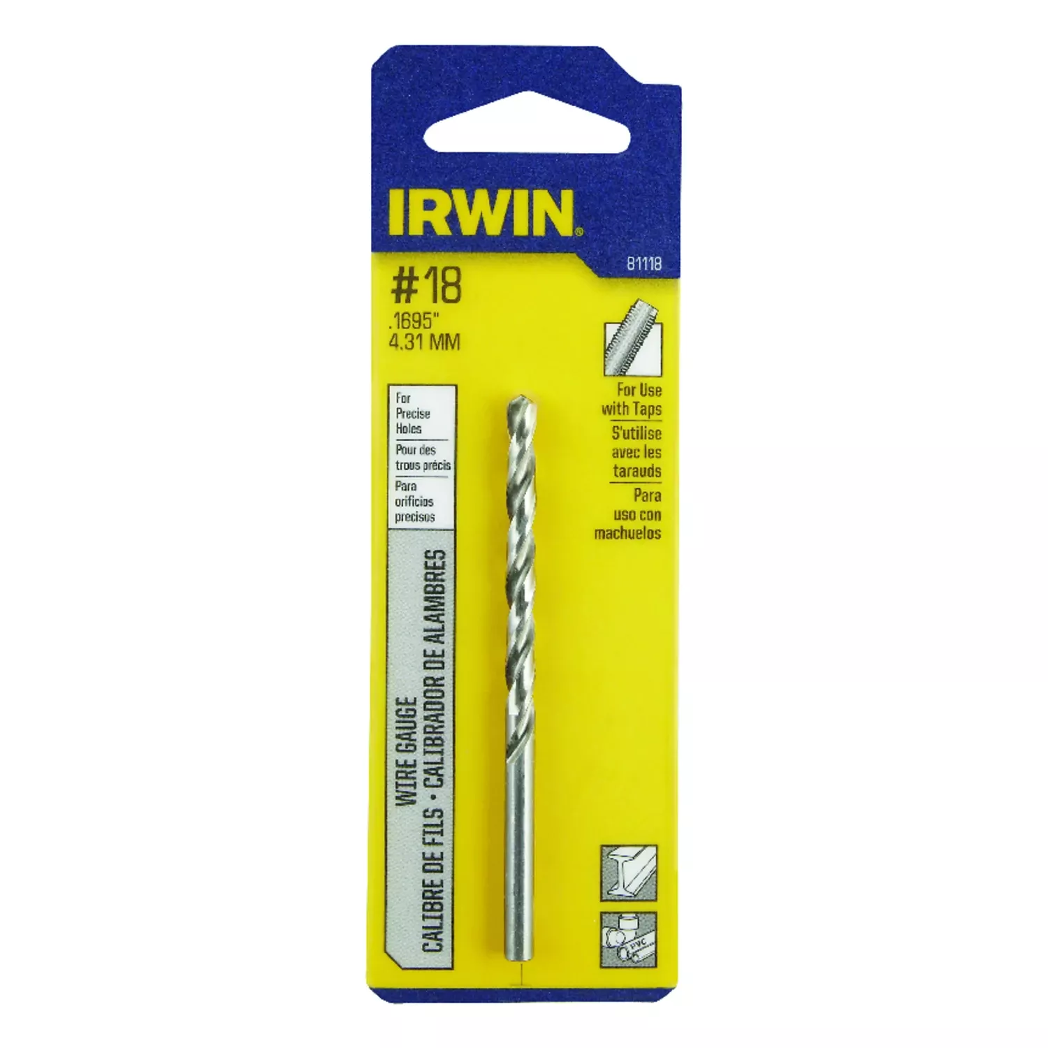 18-bright-high-speed-steel-wire-gauge-drill-bit-3-1-4-in-length #18 Bright High Speed Steel Wire Gauge Drill Bit 3-1/4 In. Length