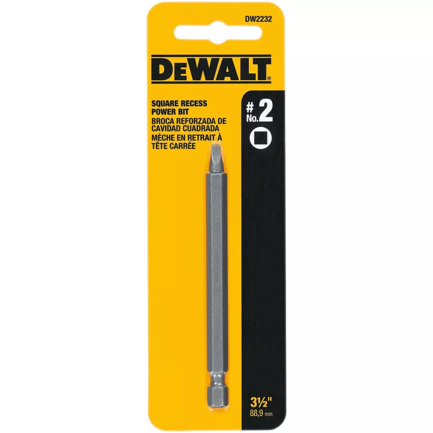 #2 Square Drive Recess Bit, 3-1/2 In.