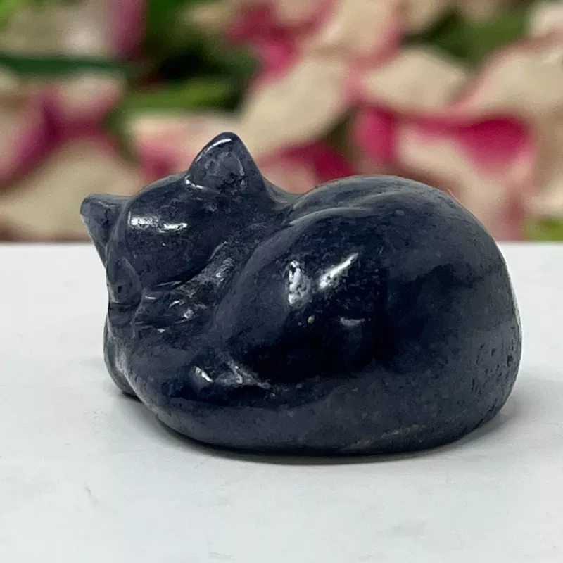 #9 Blue Aventurine Sleeping Gemstone Cat September Birthstone