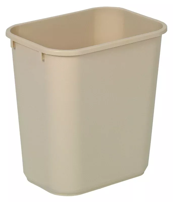 Continental Commercial 2818BE Waste Basket, 28.125 qt, Plastic, Beige,
