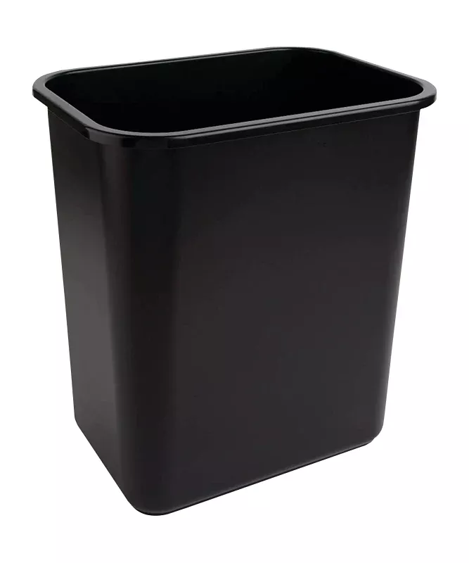 Continental Commercial 2818BK Waste Basket, 28.125 qt, Plastic, Black,