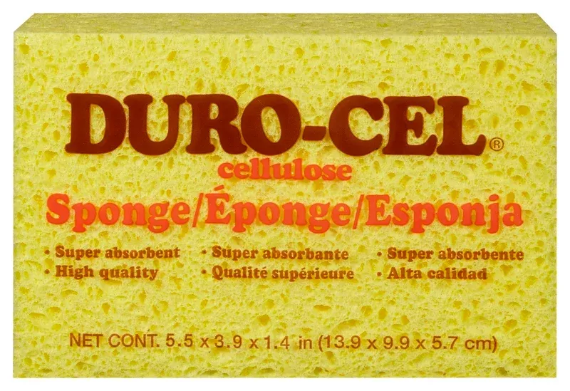 Duro-Cel 03070 Sponge, 6 in L, 4 in W, 1-1/2 in Thick, Cellulose, Yell