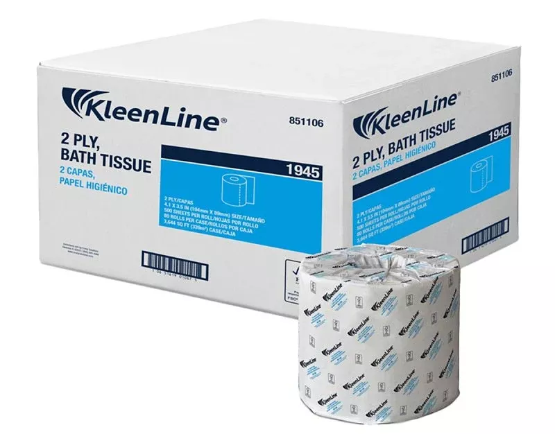 kleenline-851106-bath-tissue-3-5-in-l-x-4-1-in-w-sheet-146-ft-l-roll KleenLine 851106 Bath Tissue, 3.5 in L x 4.1 in W Sheet, 146 ft L Roll