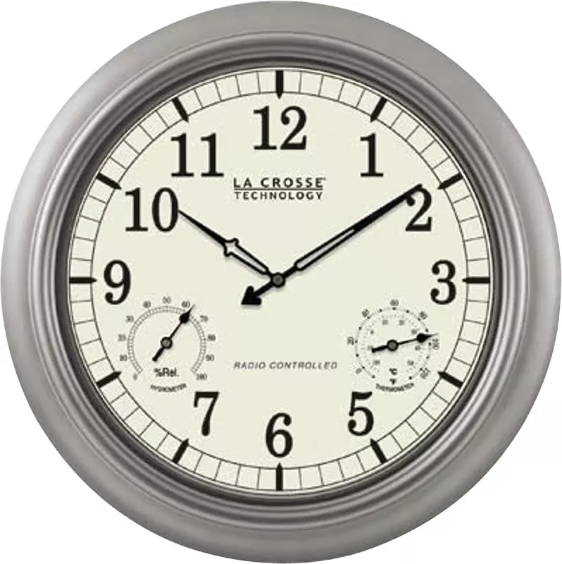 la-crosse-wt-3181pl-q-clock-round-silver-frame-plastic-clock-face La Crosse WT-3181PL-Q Clock, Round, Silver Frame, Plastic Clock Face,