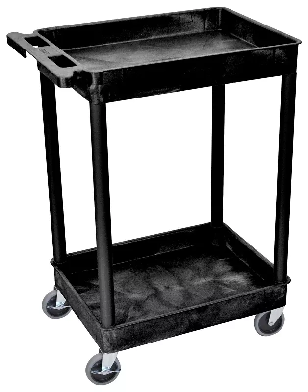 Luxor RPSTCS11-B Utility Tub Cart, 300 lb, 2-Shelf, Black, 24 in OAW,