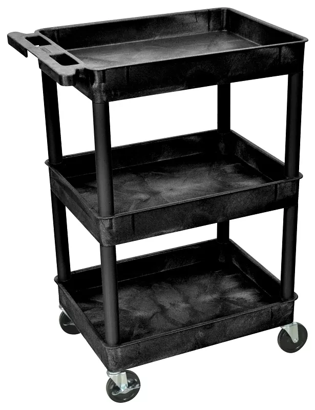 Luxor STC111-B Tub Cart, 24 in OAW, 39-1/4 in OAH, 18 in OAL, 3-Shelf,