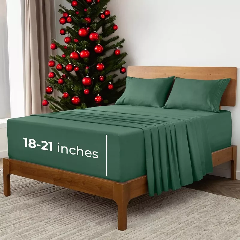 Mellanni Extra Deep Split King Sheets - 5 PC Iconic Collection Bedding - Hotel Luxury, Ultra Soft, Cooling Bed Sheets - Wrinkle, Fade, Stain Resistant (Split King, Brown)