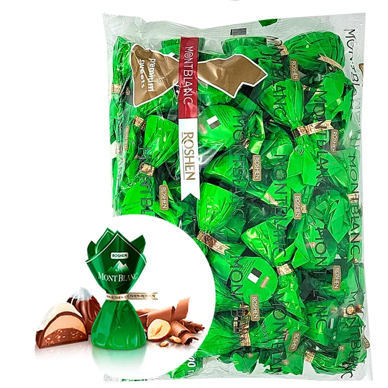 roshen-1-2-2 Конфеты шоколадные с дробленым фундуком, Монблан, Roshen, 1 кг/ 2,2 фунта