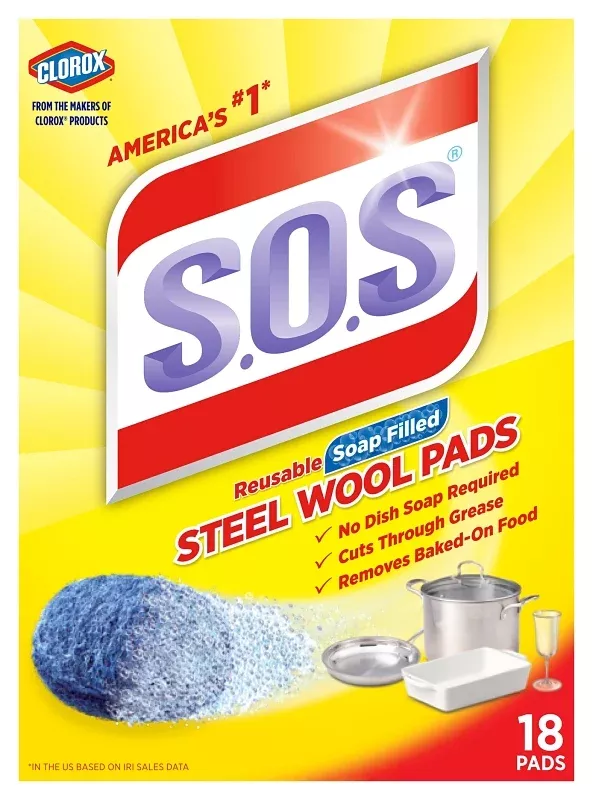 s-o-s-98018-soap-pad-steel-wool-abrasive-3-in-l-3-in-w S.O.S 98018 Soap Pad, Steel Wool Abrasive, 3 in L, 3 in W