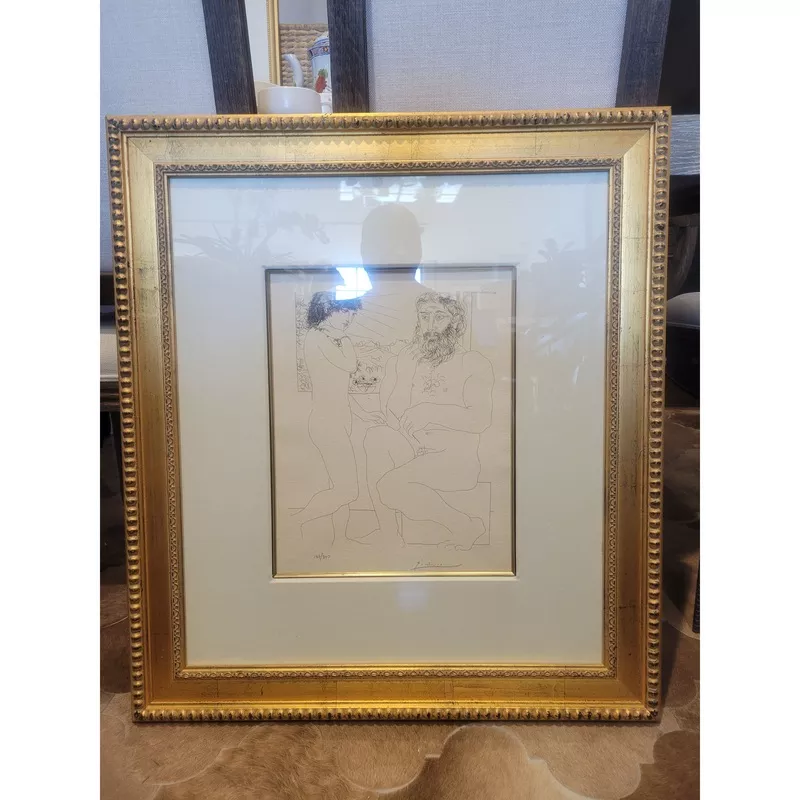 'Suite Vollard' by Picasso, L.E. Lithograph 157/300 in Gold Frame