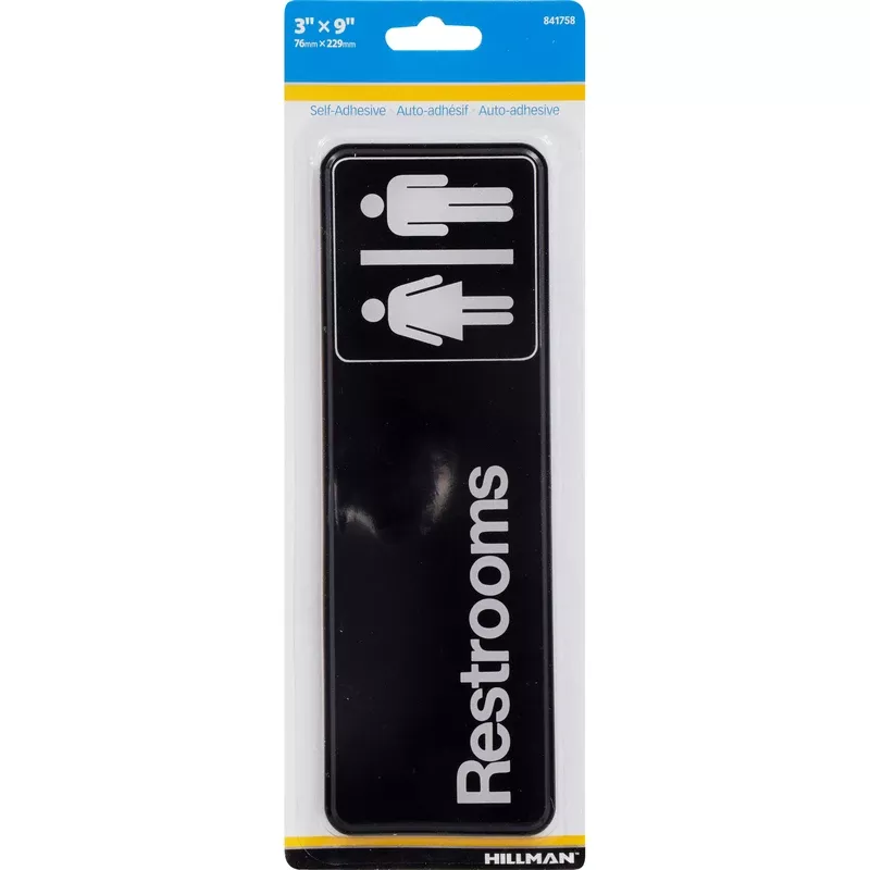 Unisex Restroom Sign, 3 x 9-In.
