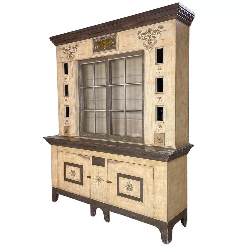 williamsburg-2-pc-dutch-hutch-sideboard-by-baker-furniture-beige 'Williamsburg' 2-Pc Dutch Hutch / Sideboard by Baker Furniture Beige