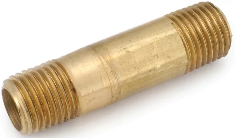Yellow Brass Nipple, Lead Free, 1/8 x 2 In.