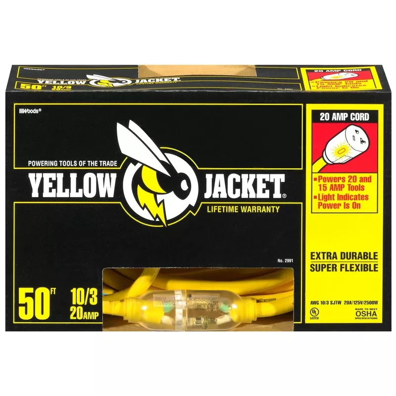 Yellow Jacket 50 Ft. L 10/3 Sjtw Outdoor Extension Cord With T-blade Plug