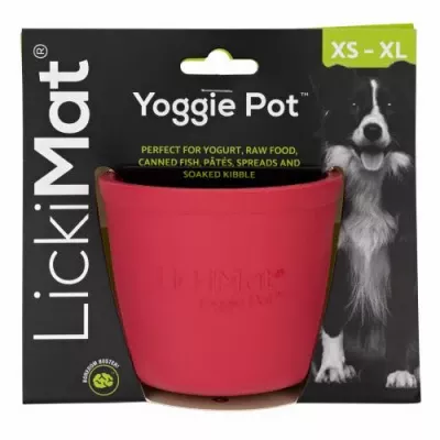 Yoggie Pot Dog Feeder Licking Bowl, Pink