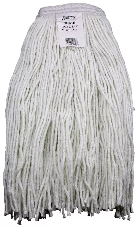 Zephyr Z-Ray 10616L Wet Mop Head, 16 oz Headband, Synthetic Yarn, Whit