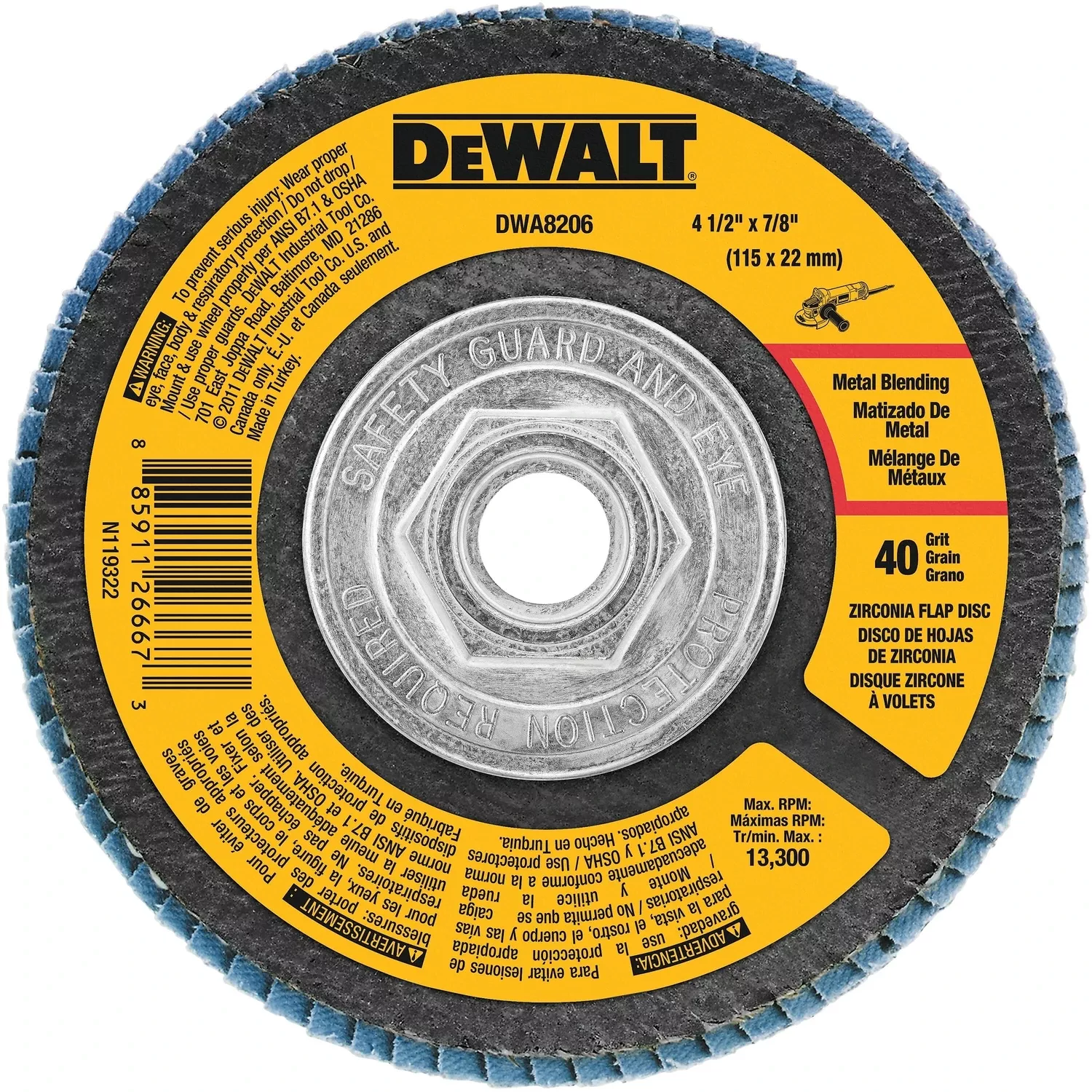 zirconia-t29-flap-disc-40-grit-4-1-2-x-7-8-in Zirconia T29 Flap Disc, 40-Grit, 4-1/2 x 7/8 In.