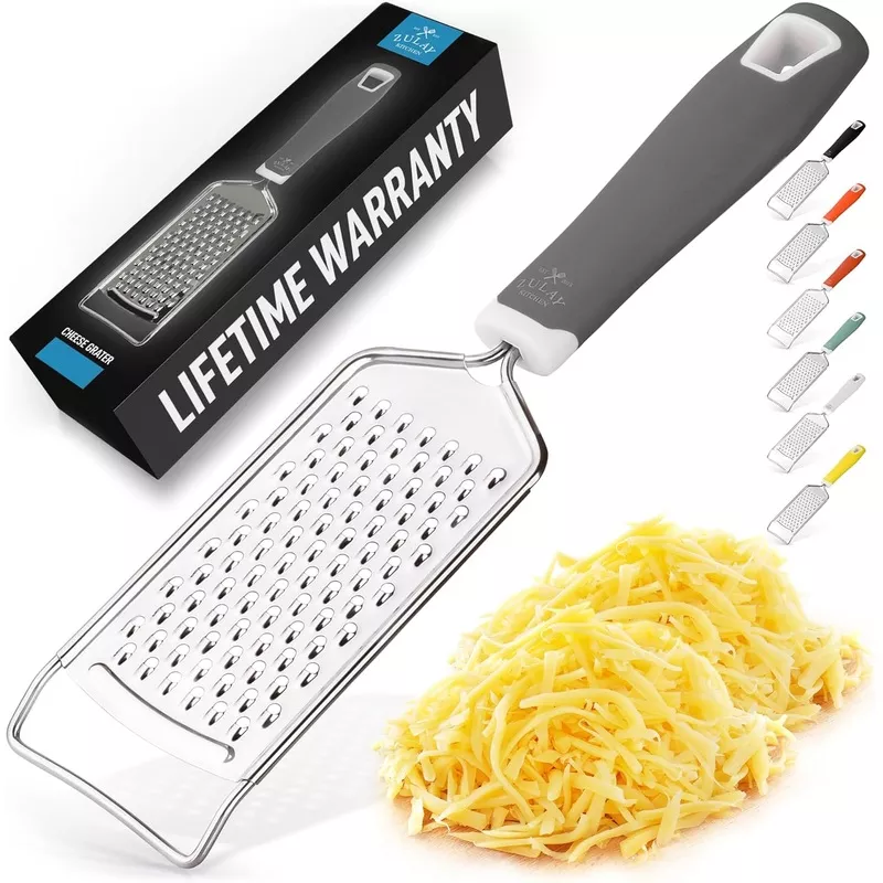 zulay-kitchen-professional-cheese-grater-stainless-steel-durable-rust-proof-meta Zulay Kitchen Professional Cheese Grater Stainless Steel - Durable Rust-Proof Metal Lemon Zester Grater With Handle - Flat Handheld Grater For Cheese, Chocolate, Spices, And More - Grey